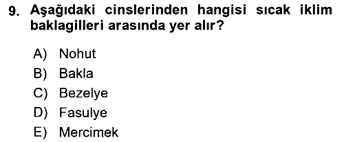 Tarla Bitkileri 2025-2026 Ara Sınav - 9. soru