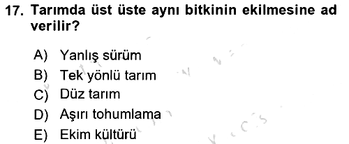 Toprak Bilgisi ve Bitki Besleme 2021-2022 Ara Sınav - 17. soru