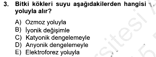 Toprak Bilgisi ve Bitki Besleme 2014-2015 Dönem Sonu Sınavı - 3. soru
