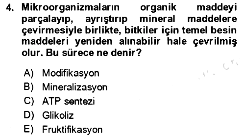 Toprak Bilgisi ve Bitki Besleme 2024-2025 Dönem Sonu Sınavı - 4. soru