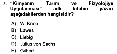 Toprak Bilgisi ve Bitki Besleme 2024-2025 Dönem Sonu Sınavı - 7. soru