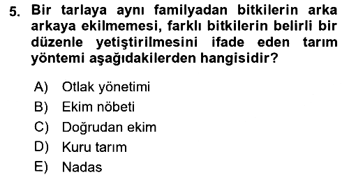 Toprak Bilgisi ve Bitki Besleme 2025-2026 Dönem Sonu Sınavı - 5. soru