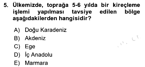 Toprak Bilgisi ve Bitki Besleme 2023-2024 Yaz Okulu Sınavı - 5. soru