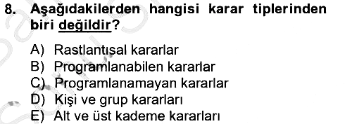 Sağlık Kurumları Yönetimi 2 2012-2013 Dönem Sonu Sınavı - 8. soru