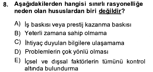 Sağlık Kurumları Yönetimi 2 2014-2015 Dönem Sonu Sınavı - 8. soru