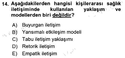Sağlık Kurumları Yönetimi 2 2023-2024 Dönem Sonu Sınavı - 14. soru