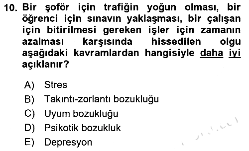 Sağlık Psikolojisi 2025-2026 Ara Sınav - 10. soru