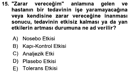 Sağlık Psikolojisi 2025-2026 Ara Sınav - 15. soru