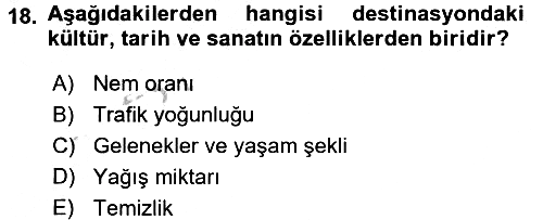 Destinasyon Yönetimi 2016-2017 3 Ders Sınavı - 18. soru
