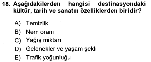 Destinasyon Yönetimi 2017-2018 3 Ders Sınavı - 18. soru
