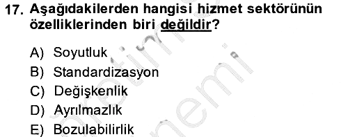 Destinasyon Yönetimi 2014-2015 Ara Sınav - 17. soru