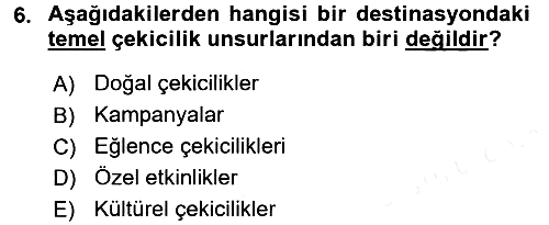 Destinasyon Yönetimi 2015-2016 Ara Sınav - 6. soru