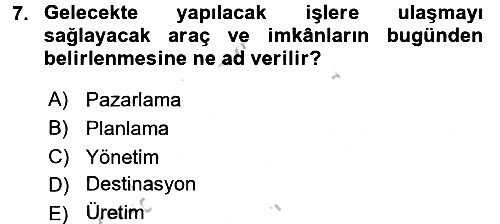 Destinasyon Yönetimi 2016-2017 Ara Sınav - 7. soru