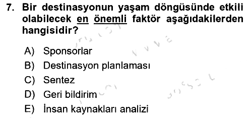 Destinasyon Yönetimi 2021-2022 Ara Sınav - 7. soru
