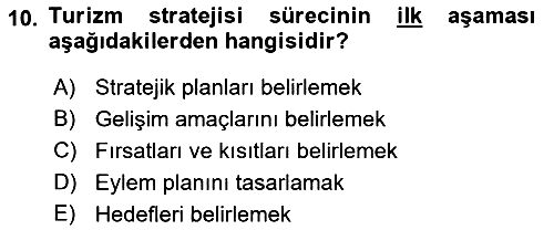 Destinasyon Yönetimi 2021-2022 Ara Sınav - 10. soru
