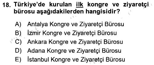 Destinasyon Yönetimi 2023-2024 Ara Sınav - 18. soru
