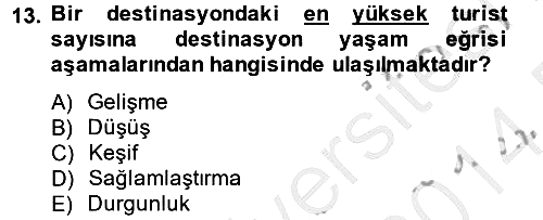 Destinasyon Yönetimi 2013-2014 Dönem Sonu Sınavı - 13. soru