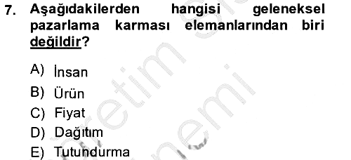 Destinasyon Yönetimi 2014-2015 Dönem Sonu Sınavı - 7. soru