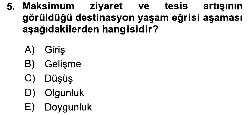 Destinasyon Yönetimi 2016-2017 Dönem Sonu Sınavı - 5. soru