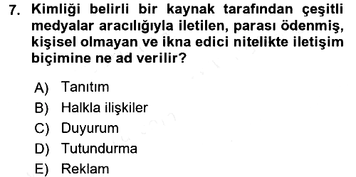 Destinasyon Yönetimi 2017-2018 Dönem Sonu Sınavı - 7. soru