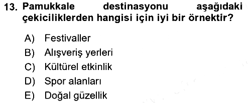 Destinasyon Yönetimi 2015-2016 Tek Ders Sınavı - 13. soru