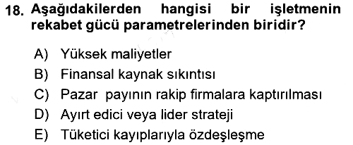 Destinasyon Yönetimi 2015-2016 Tek Ders Sınavı - 18. soru
