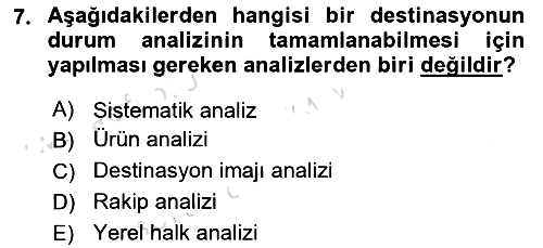 Destinasyon Yönetimi 2023-2024 Yaz Okulu Sınavı - 7. soru