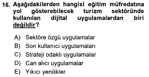 Dijital Turizm 2021-2022 Dönem Sonu Sınavı - 16. soru