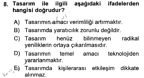 Hizmet Tasarımı 2016-2017 3 Ders Sınavı - 8. soru