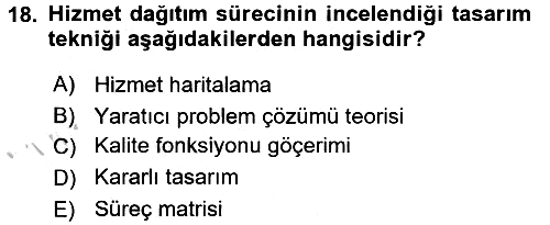 Hizmet Tasarımı 2016-2017 3 Ders Sınavı - 18. soru