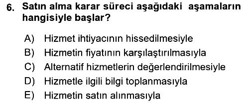 Hizmet Tasarımı 2017-2018 3 Ders Sınavı - 6. soru
