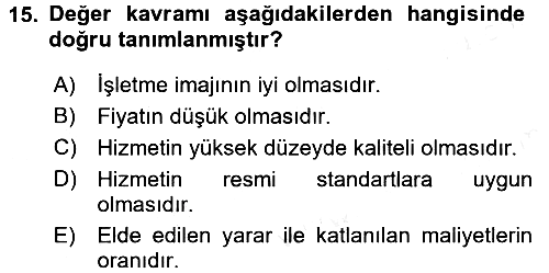 Hizmet Tasarımı 2017-2018 3 Ders Sınavı - 15. soru
