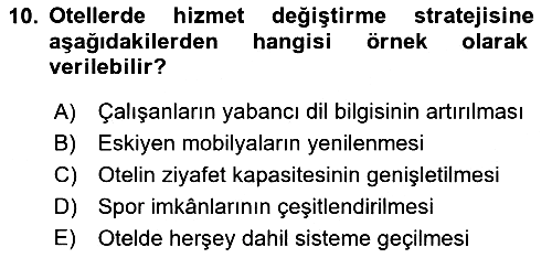 Hizmet Tasarımı 2018-2019 3 Ders Sınavı - 10. soru