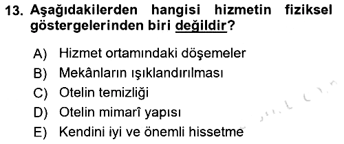 Hizmet Tasarımı 2018-2019 3 Ders Sınavı - 13. soru