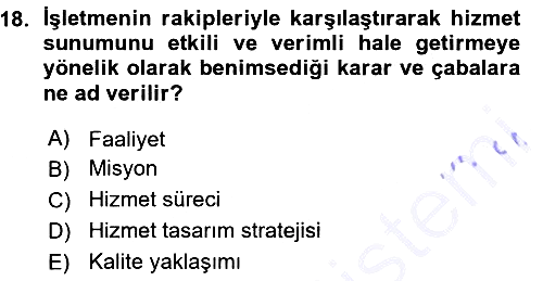 Hizmet Tasarımı 2015-2016 Ara Sınav - 18. soru