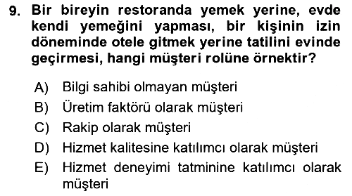 Hizmet Tasarımı 2019-2020 Ara Sınav - 9. soru