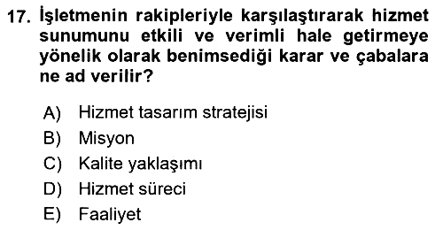 Hizmet Tasarımı 2019-2020 Ara Sınav - 17. soru