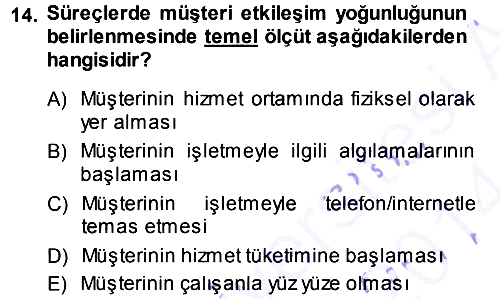 Hizmet Tasarımı 2013-2014 Dönem Sonu Sınavı - 14. soru