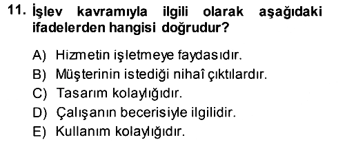 Hizmet Tasarımı 2014-2015 Dönem Sonu Sınavı - 11. soru