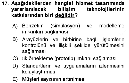 Hizmet Tasarımı 2017-2018 Dönem Sonu Sınavı - 17. soru