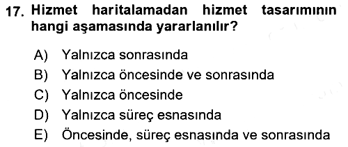 Hizmet Tasarımı 2018-2019 Dönem Sonu Sınavı - 17. soru