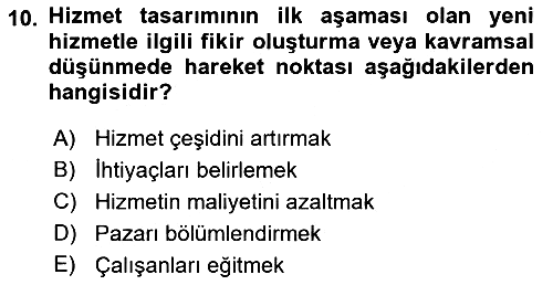 Hizmet Tasarımı 2022-2023 Dönem Sonu Sınavı - 10. soru