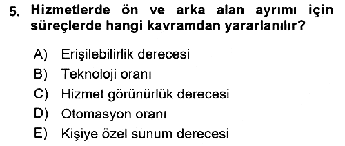 Hizmet Tasarımı 2024-2025 Dönem Sonu Sınavı - 5. soru