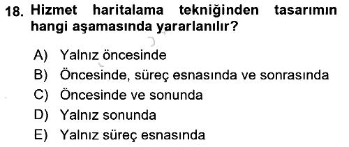 Hizmet Tasarımı 2024-2025 Dönem Sonu Sınavı - 18. soru