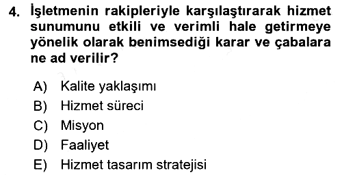 Hizmet Tasarımı 2015-2016 Tek Ders Sınavı - 4. soru
