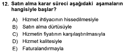 Hizmet Tasarımı 2021-2022 Yaz Okulu Sınavı - 12. soru