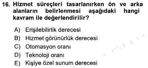 Hizmet Tasarımı 2022-2023 Yaz Okulu Sınavı - 16. soru