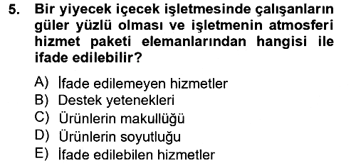 Konaklama Hizmetlerinde Kalite Yönetimi 2012-2013 Ara Sınav - 5. soru