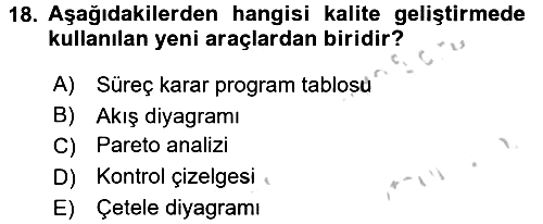 Konaklama Hizmetlerinde Kalite Yönetimi 2016-2017 Ara Sınav - 18. soru