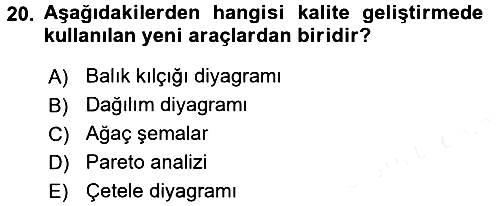 Konaklama Hizmetlerinde Kalite Yönetimi 2017-2018 Ara Sınav - 20. soru